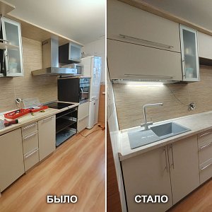 Обновление кухонного гарнитура с заменой фасадов и столешницы в Екатеринбурге. ул. Крауля, 93. Верх-Исетский район.