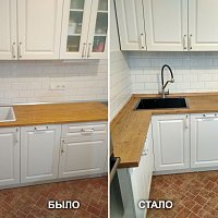 Замена кухонной столешницы Дуб Ланцелот Duropal 4262 в Екатеринбурге.