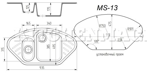 Мойка каменная MS-13