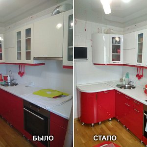 Замена фасадов - Пленка ПВХ глянец на Эмаль глянец в Екатеринбурге. ул. Сыромолотова 26/3.