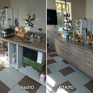 Установка комплектующих и фасадов на кухонный остров в Екатеринбурге, микрорайон Лечебный.
