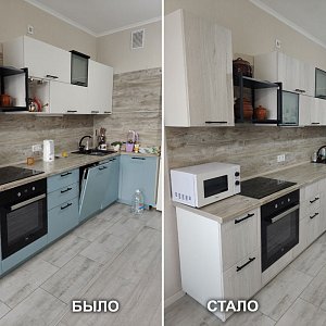 Замена кухонных фасадов ПВХ в Екатеринбурге. ул. Данилы Зверева, 17а на Пионерском.