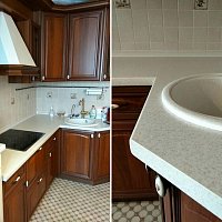 Замена кухонной столешницы Антарктида Duropal 6480, замена мойки Max Stone в Екатеринбурге.