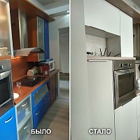 Обновление кухонного гарнитура с заменой фасадов, столешницы и стеновой панели. Ул. Шейнкмана, 130.