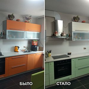 Замена фасадов кухонного гарнитура, замена столешницы в Екатеринбурге. Ул. Красных Командиров, 19 на Эльмаше.