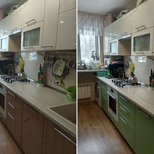 Замена фасадов нижнего яруса кухонного гарнитура в Екатеринбурге. Ул. Селькоровская, 60.