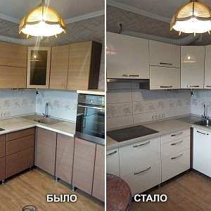 Замена столешниц, замена фасадов, замена мойки в Екатеринбурге. Ул. Крауля, 56 в Верх-Исетском районе.