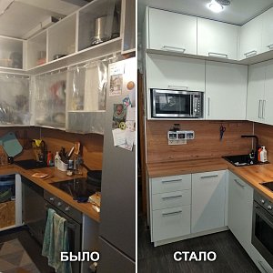 Изготовление и монтаж на кухонный гарнитур новых фасадов в Екатеринбурге (Эмаль матовая). ул. Бардина, 2/2 в Юго-Западном районе.