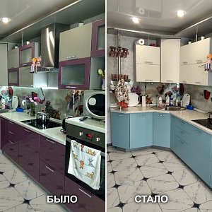 Замена фасадов кухонного гарнитура, замена цоколя в Екатеринбурге. Ул. Вильгельма де Геннина, 37 в Академическос.