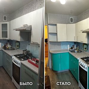 Замена фасадов кухонного гарнитура в Екатеринбурге. Ул. Байкальская, 40 на ЖБИ.