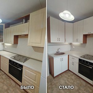 Замена столешницы и мойки, замена фасадов в Екатеринбурге. ул. Новгородцевой, 35. ЖБИ Кировский район.